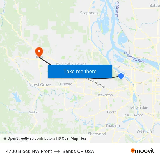 4700 Block NW Front to Banks OR USA map