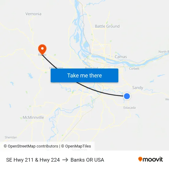 SE Hwy 211 & Hwy 224 to Banks OR USA map