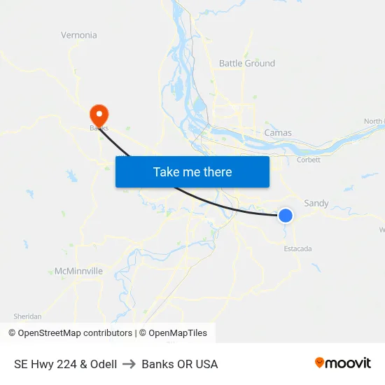 SE Hwy 224 & Odell to Banks OR USA map