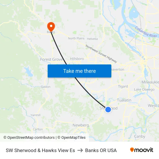 SW Sherwood & Hawks View Es to Banks OR USA map