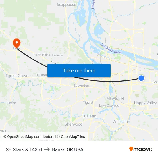 SE Stark & 143rd to Banks OR USA map