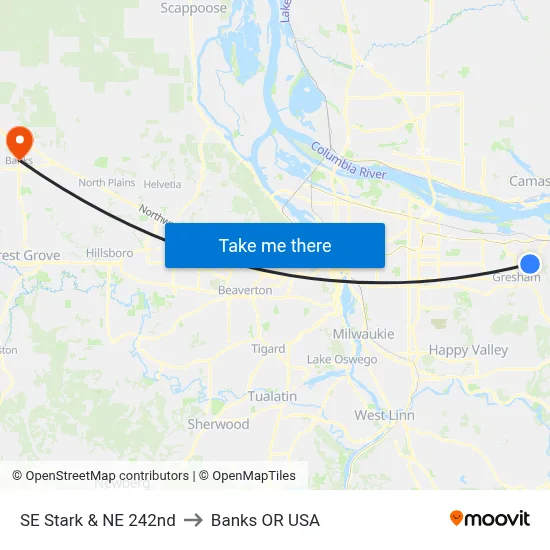 SE Stark & NE 242nd to Banks OR USA map