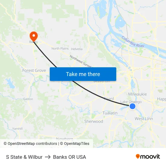 S State & Wilbur to Banks OR USA map