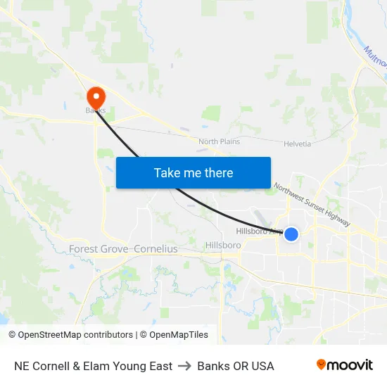 NE Cornell & Elam Young East to Banks OR USA map