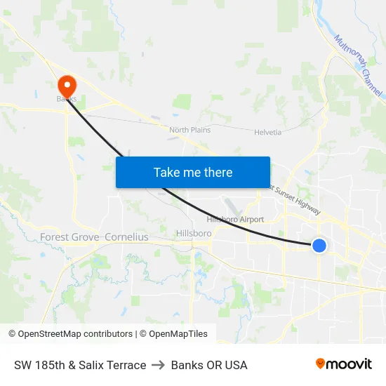SW 185th & Salix Terrace to Banks OR USA map