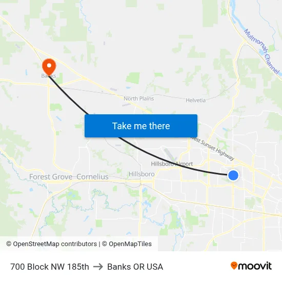 700 Block NW 185th to Banks OR USA map