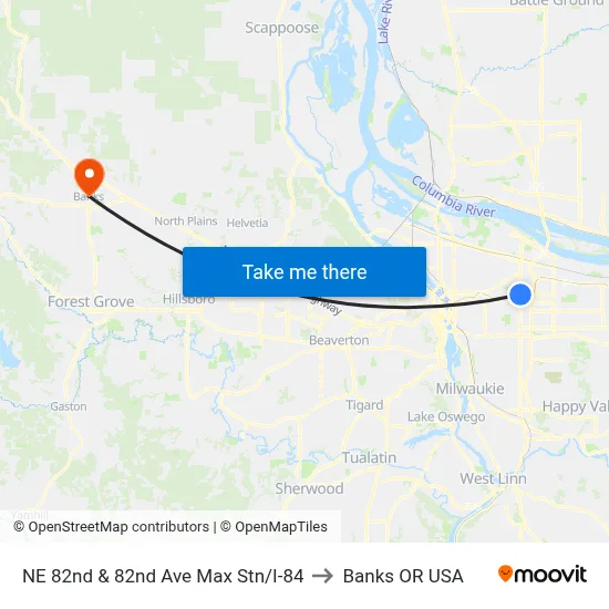 NE 82nd & 82nd Ave Max Stn/I-84 to Banks OR USA map