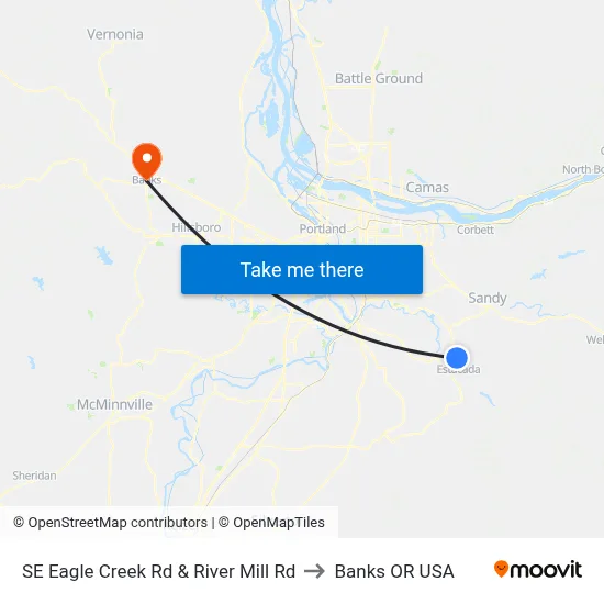 SE Eagle Creek Rd & River Mill Rd to Banks OR USA map