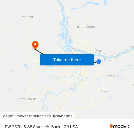 SW 257th & SE Stark to Banks OR USA map