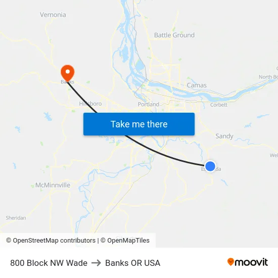 800 Block NW Wade to Banks OR USA map