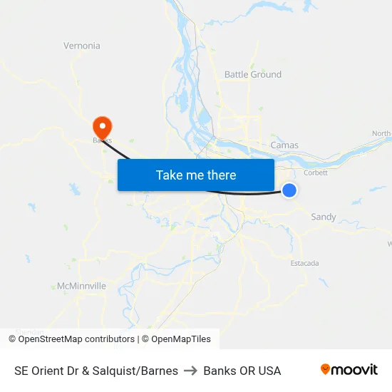 SE Orient Dr & Salquist/Barnes to Banks OR USA map