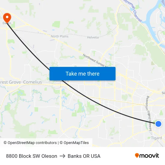 8800 Block SW Oleson to Banks OR USA map
