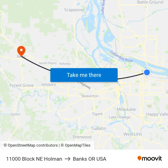 11000 Block NE Holman to Banks OR USA map