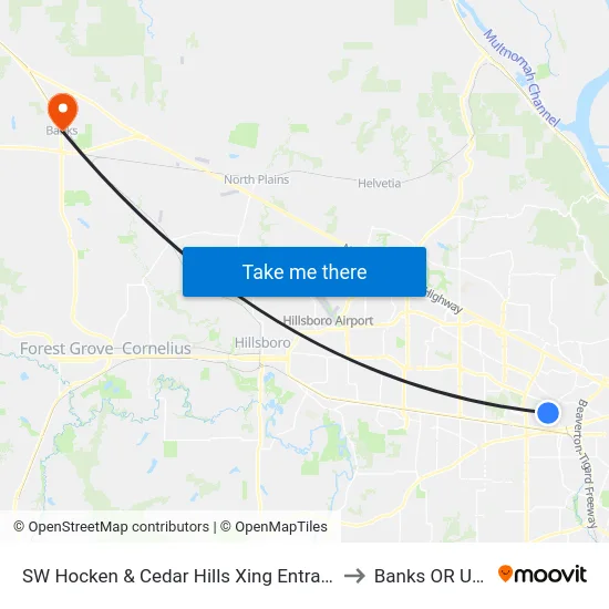 SW Hocken & Cedar Hills Xing Entrance to Banks OR USA map