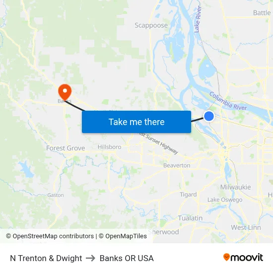 N Trenton & Dwight to Banks OR USA map