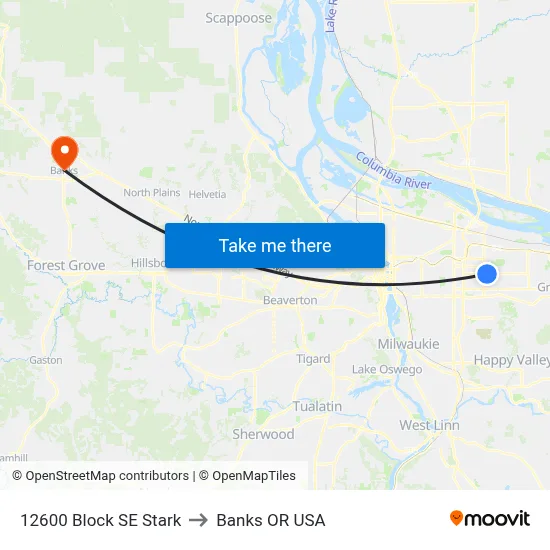 12600 Block SE Stark to Banks OR USA map