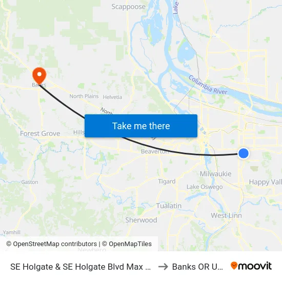 SE Holgate & SE Holgate Blvd Max Stn to Banks OR USA map