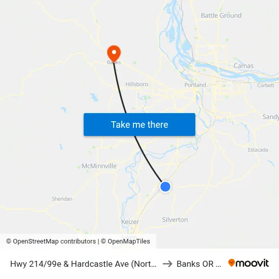 Hwy 214/99e & Hardcastle Ave (Northbound) to Banks OR USA map
