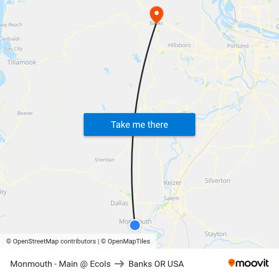 Monmouth - Main @ Ecols to Banks OR USA map