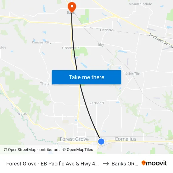Forest Grove - EB Pacific Ave & Hwy 47 (Tm 4306) to Banks OR USA map