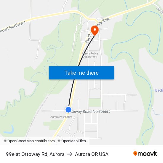 99e at Ottoway Rd, Aurora to Aurora OR USA map