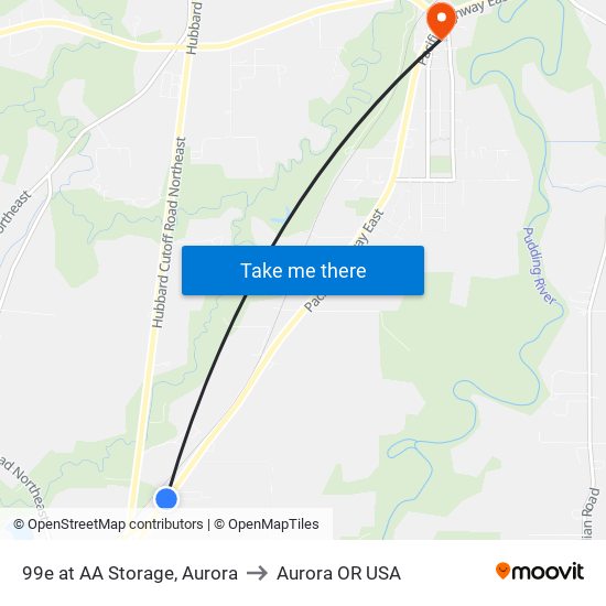 99e at AA Storage, Aurora to Aurora OR USA map