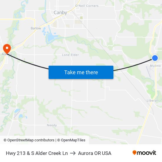 Hwy 213 & S Alder Creek Ln to Aurora OR USA map
