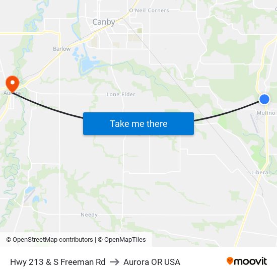 Hwy 213 & S Freeman Rd to Aurora OR USA map