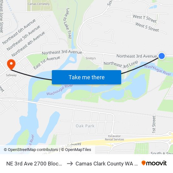 NE 3rd Ave 2700 Block EB to Camas Clark County WA USA map