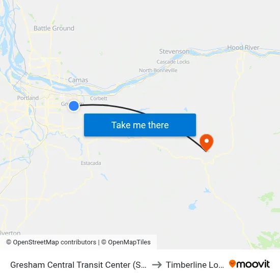Gresham Central Transit Center (Station) to Timberline Lodge map