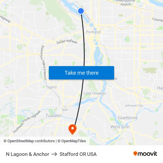 N Lagoon & Anchor to Stafford OR USA map