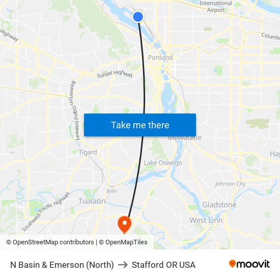 N Basin & Emerson (North) to Stafford OR USA map