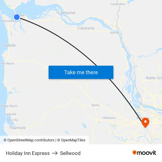 Holiday Inn Express to Sellwood map