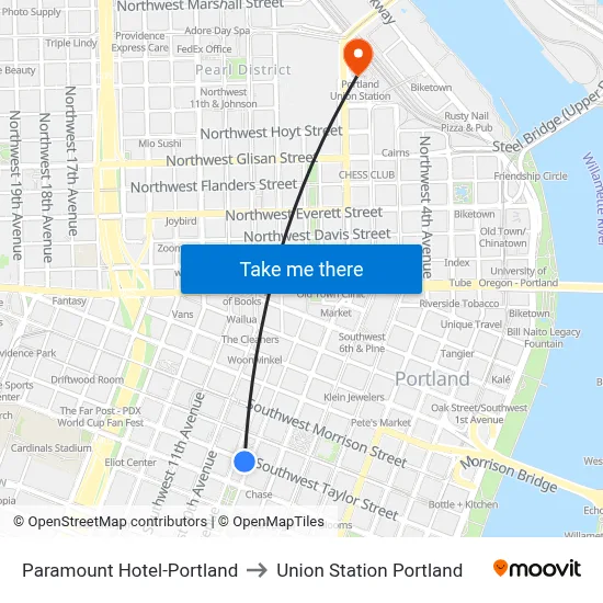 Paramount Hotel-Portland to Union Station Portland map