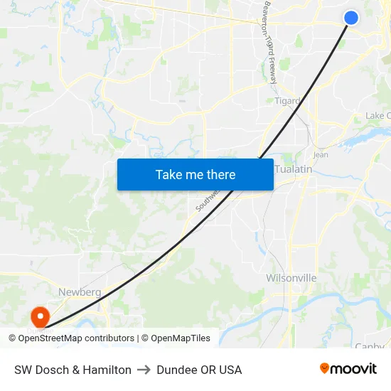 SW Dosch & Hamilton to Dundee OR USA map