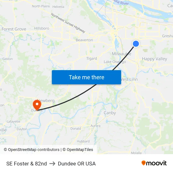 SE Foster & 82nd to Dundee OR USA map