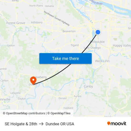SE Holgate & 28th to Dundee OR USA map