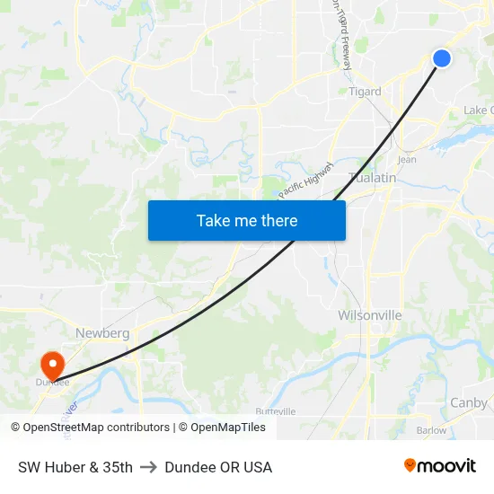 SW Huber & 35th to Dundee OR USA map