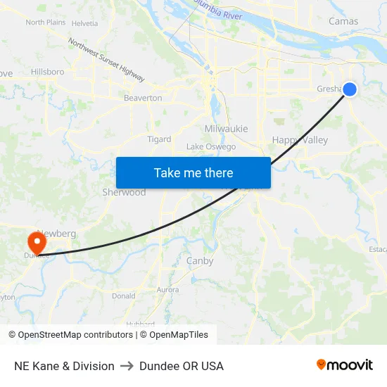 NE Kane & Division to Dundee OR USA map