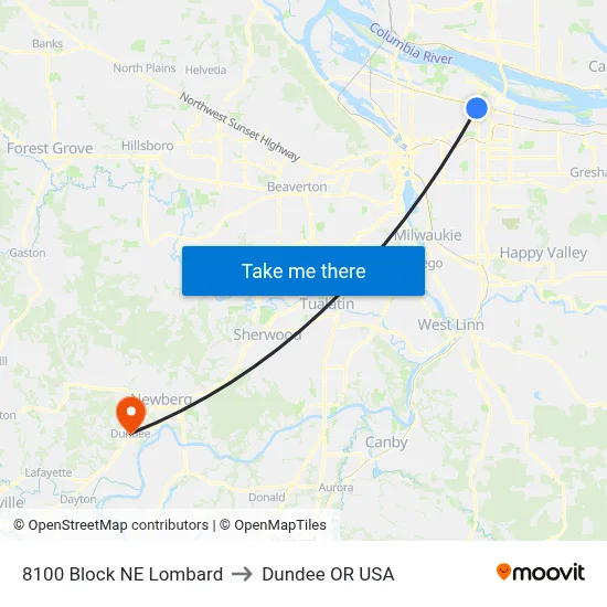 8100 Block NE Lombard to Dundee OR USA map