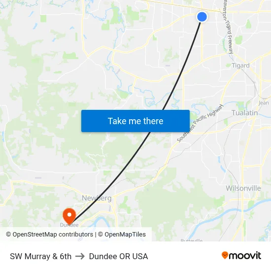 SW Murray & 6th to Dundee OR USA map
