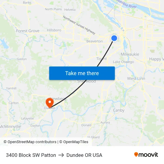 3400 Block SW Patton to Dundee OR USA map