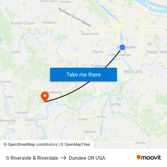 S Riverside & Riverdale to Dundee OR USA map