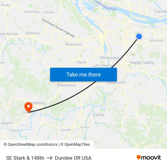 SE Stark & 148th to Dundee OR USA map