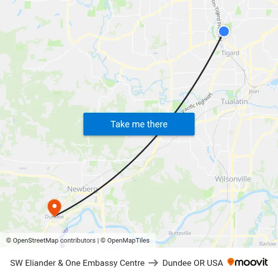 SW Eliander & One Embassy Centre to Dundee OR USA map