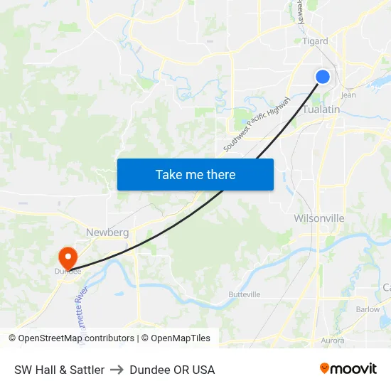 SW Hall & Sattler to Dundee OR USA map