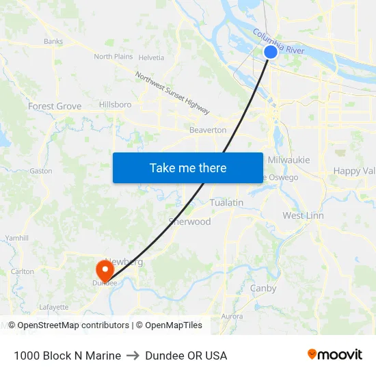 1000 Block N Marine to Dundee OR USA map