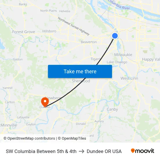 SW Columbia Between 5th & 4th to Dundee OR USA map