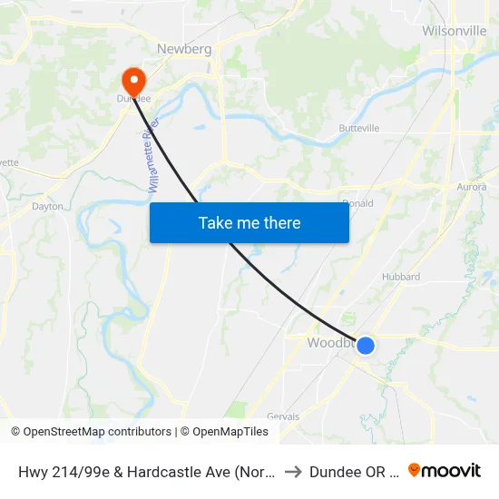 Hwy 214/99e & Hardcastle Ave (Northbound) to Dundee OR USA map