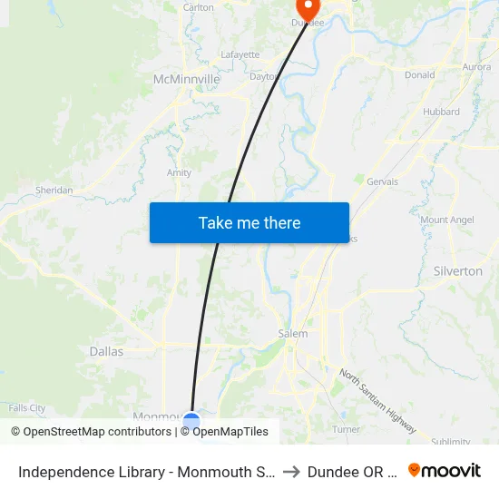 Independence Library - Monmouth St @ 2nd to Dundee OR USA map